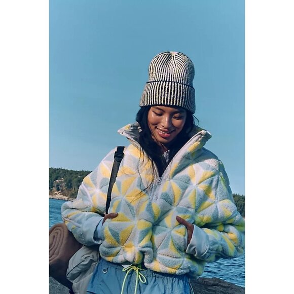 Free People Mountain High 3D Fleece Jacket Womens XS Retro Outdoors Insulated - Picture 1 of 7